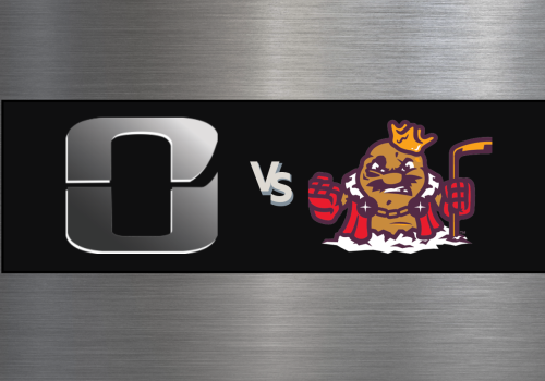 Two logos facing off: a sleek gray &ldquo;O&rdquo; emblem on the left and a cartoon lion king mascot on the right, with a &ldquo;Vs&rdquo; in between ending the sentence.