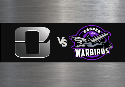 Two esports team logos facing off: OG-like gray square icon vs. purple-and-black &ldquo;Casper Warbirds&rdquo; emblem, set on a metallic panel.