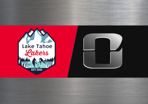 A split banner shows the Lake Tahoe Lakers logo on the left and a black-and-white stylized &ldquo;L&rdquo; emblem on the right.