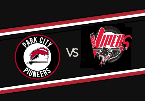 A matchup graphic: Dark City Pioneers vs Vipers, with rival emblems and the word &ldquo;VS&rdquo; in the center.